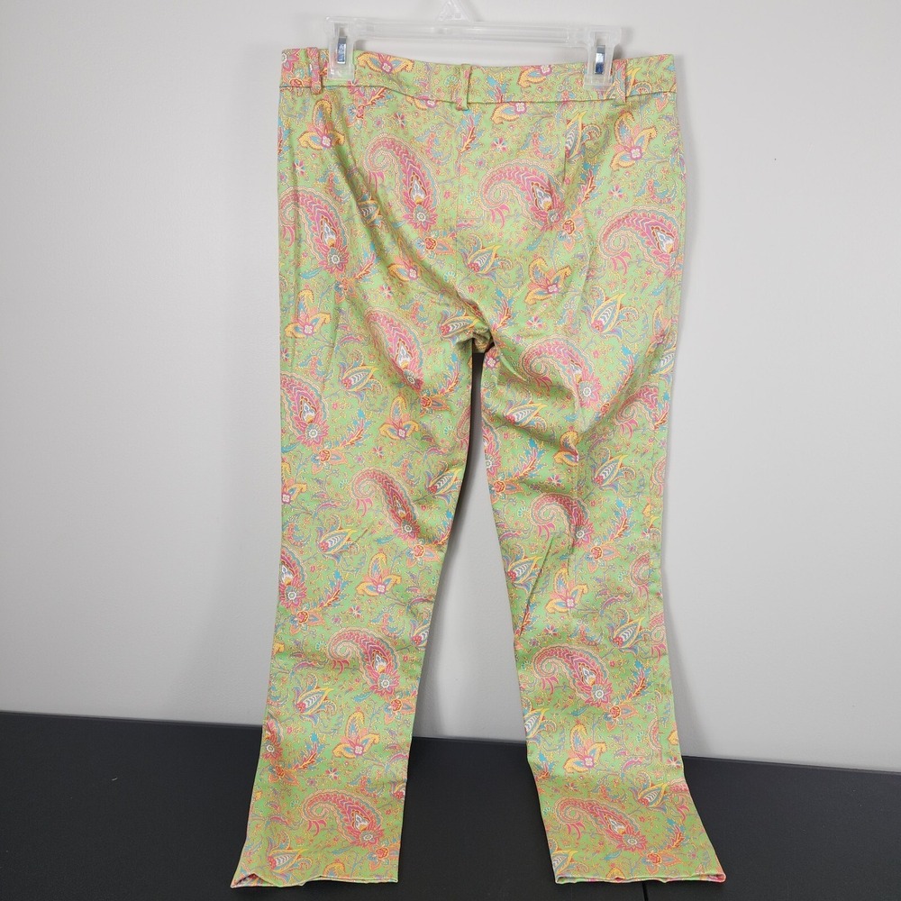 Lauren Ralph Lauren Women's Pink Green Paisley Floral Print Pants Size 8 Ankle - Picture 2 of 9